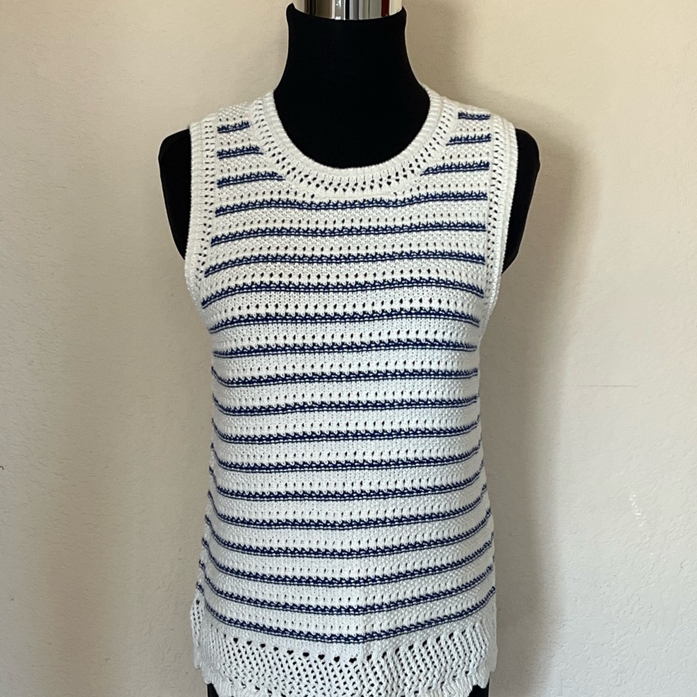 J. Crew Navy and White Striped Tank Top
